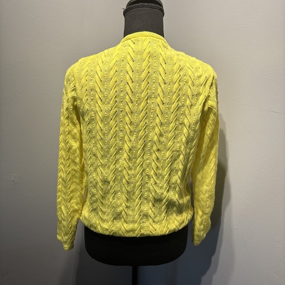 VTG Yellow Knit‎ Button Up Cardigan Sweater Grandmacore Coastal Women SzS (38) - Picture 5 of 9